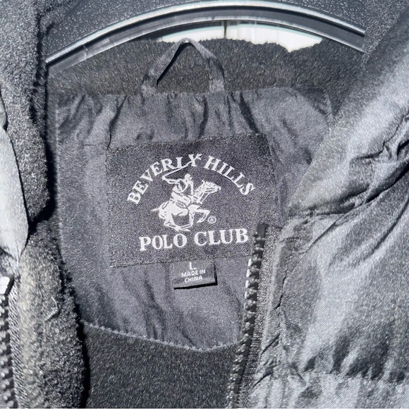 Beverly Hills Polo Club Men's L Black Puffer Jacket Winter Coat Warm Quilted - Picture 9 of 16